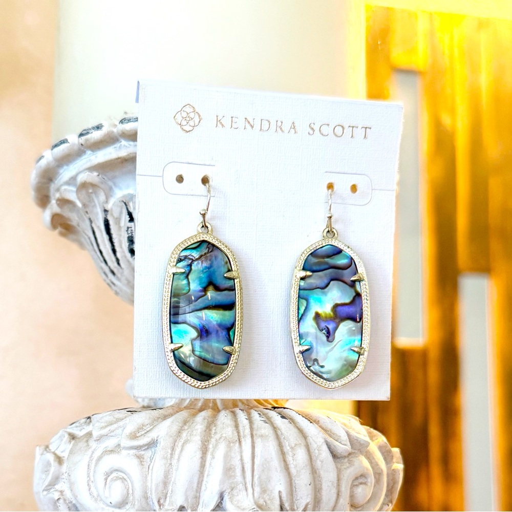 Kendra Scott Danielle Statement Earrings in Abalone Shell with Gold Frame